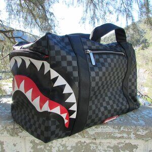 Sprayground Black and Gray Checkered Duffel Bag 17.5"X10"X12"